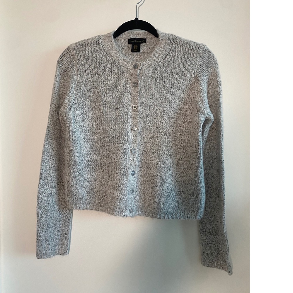 House of Harlow 1960 Cardigan Womens XS Grey Like New Marled Fuzzy Knit Sweater